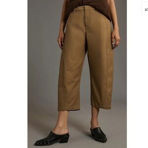 Anthropologie MAEVE Curved Cropped Cho Pants - Bronze
